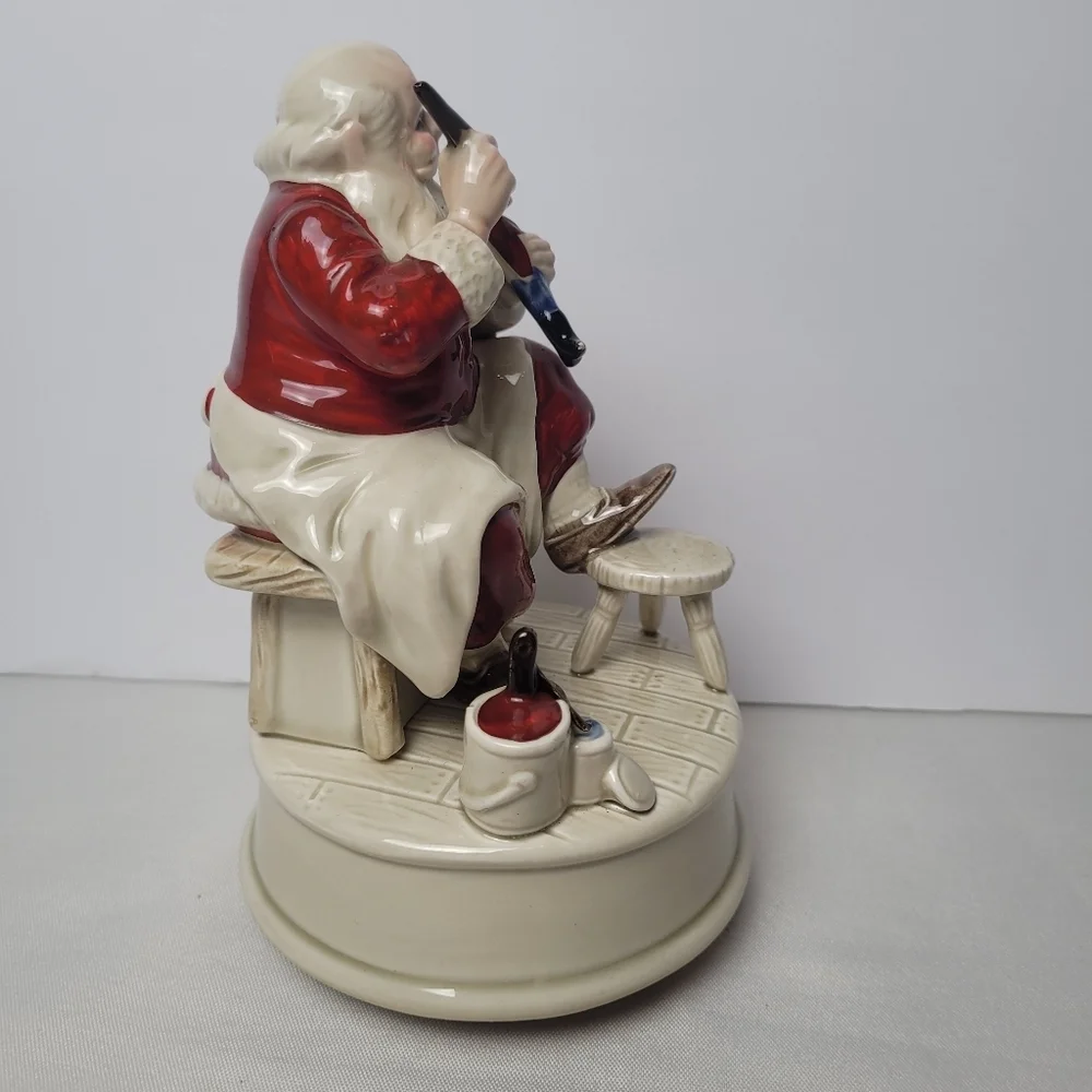 Vintage Otagiri Porcelain Musical Santa Figurine Here Comes Santa Hand Painted